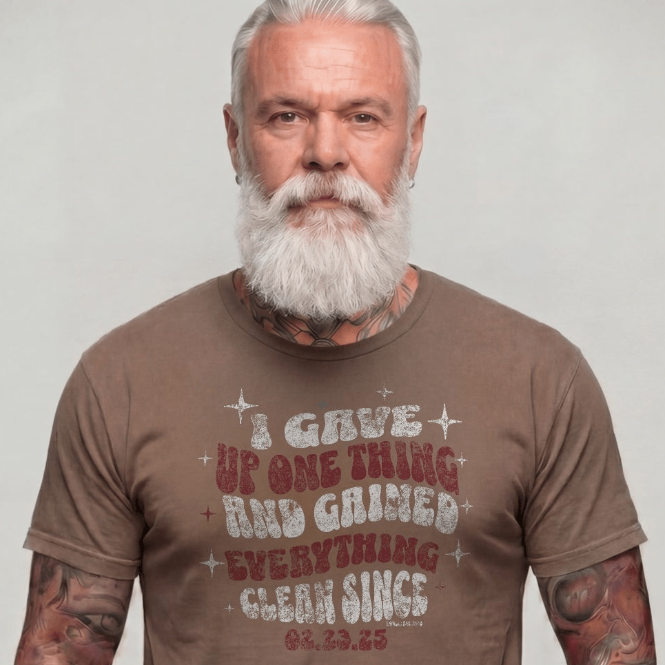I Gave Up One Thing Unisex garment dyed Sober T Shirt featuring the design (view 21)
