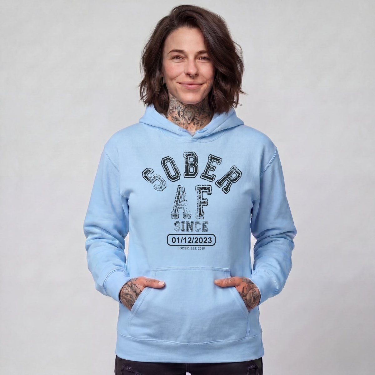 Sober AF Since Recovery Hoodie side view (view 46)
