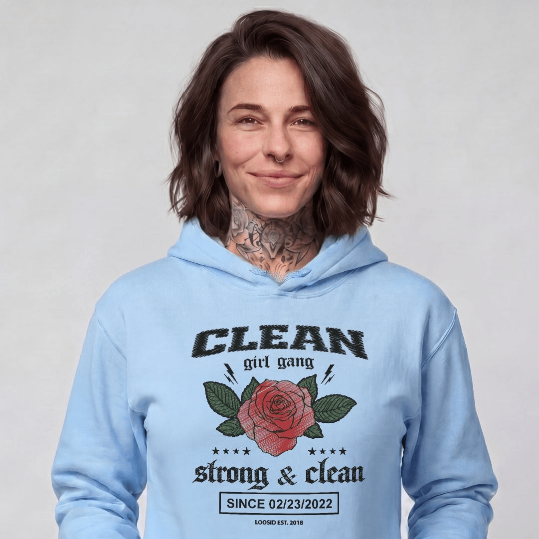 Clean Girl Gang Strong & Clean Crest Recovery Hoodie back view (view 27)