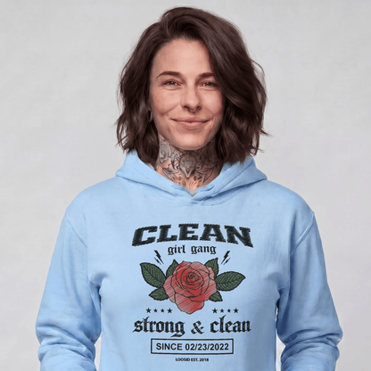 Clean Girl Gang Strong & Clean Crest Recovery Hoodie back view (view 27)