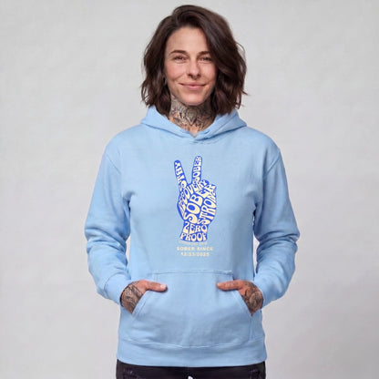 Peace & Sober Recovery Hoodie close-up view (view 22)