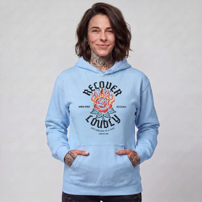 Recover Loudly Women's Custom Sobriety Date Recovery Hoodie fit detail (view 49)