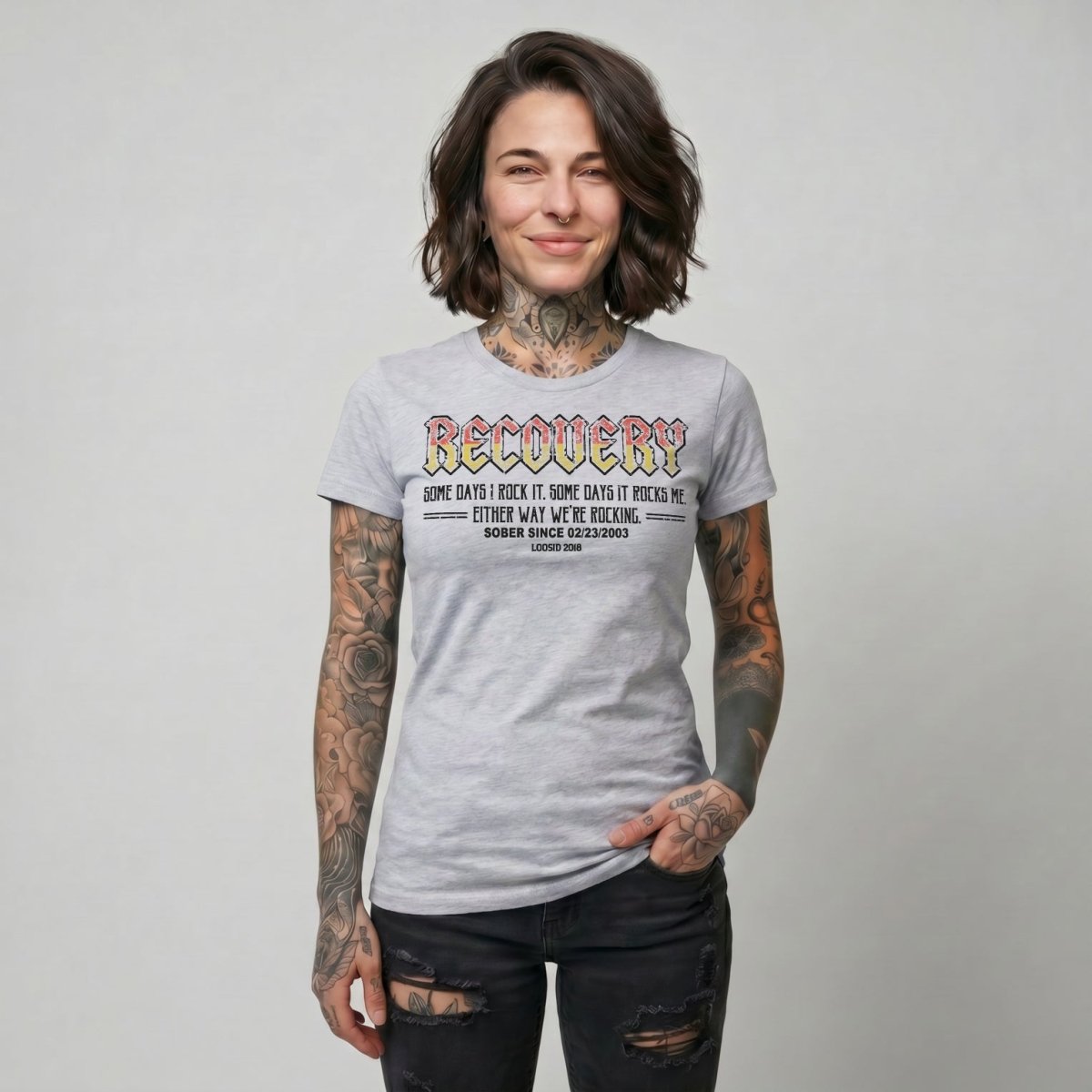 Recovery Rock Sober T Shirt back view (view 17)