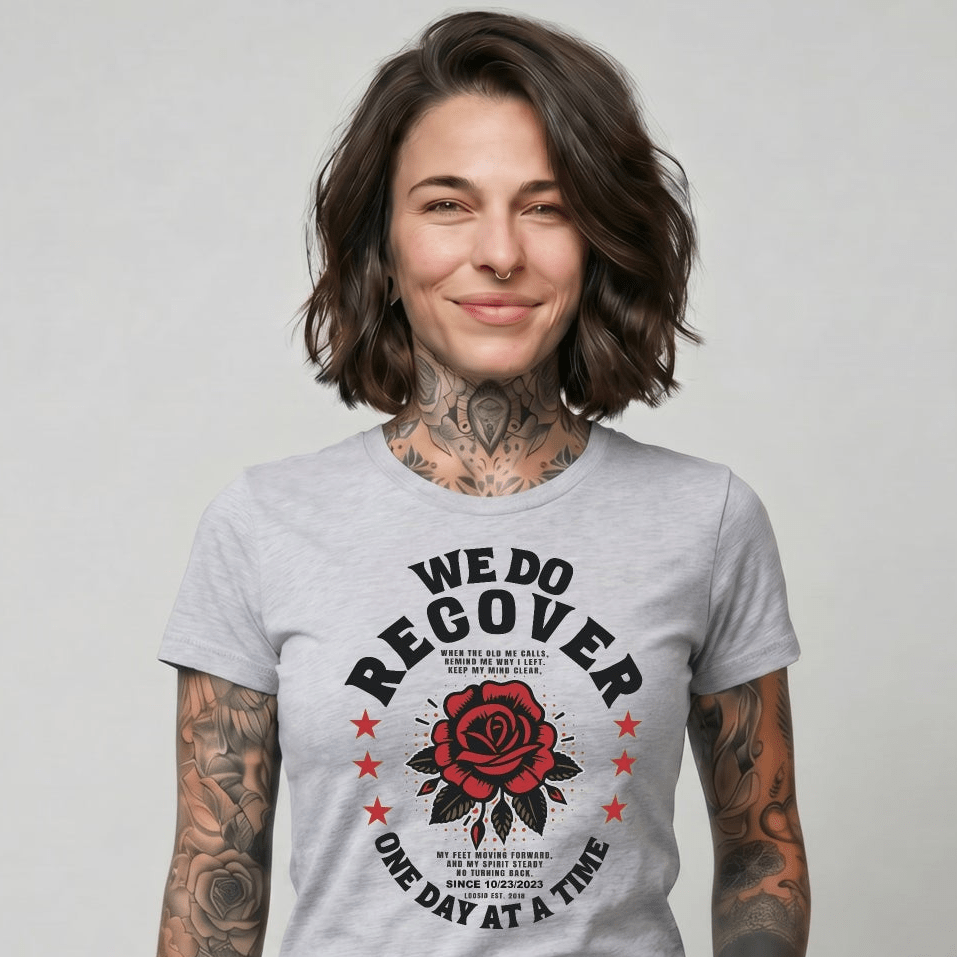 We Do Recover Sober T Shirt lifestyle view (view 15)