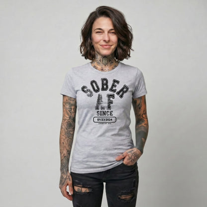 Sober AF Since Sober Sober T Shirt back view (view 17)
