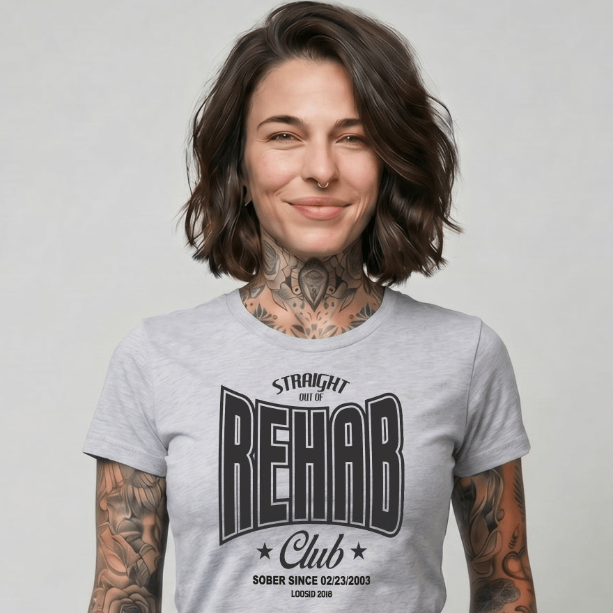 Rehab Sober T Shirt close-up view (view 2)