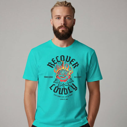 Recover Loudly Sober T Shirt with Custom Sobriety Date