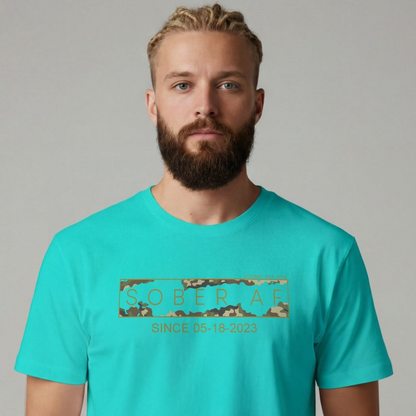 Sober T Shirt | Men's Sober AF Camo Tee with Personalized Date