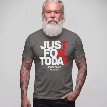 Men's Just Try For Today Sober T Shirt with Custom Sobriety Date
