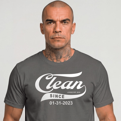 Clean Since Tee with Personalized Sobriety Date | Sober T Shirt