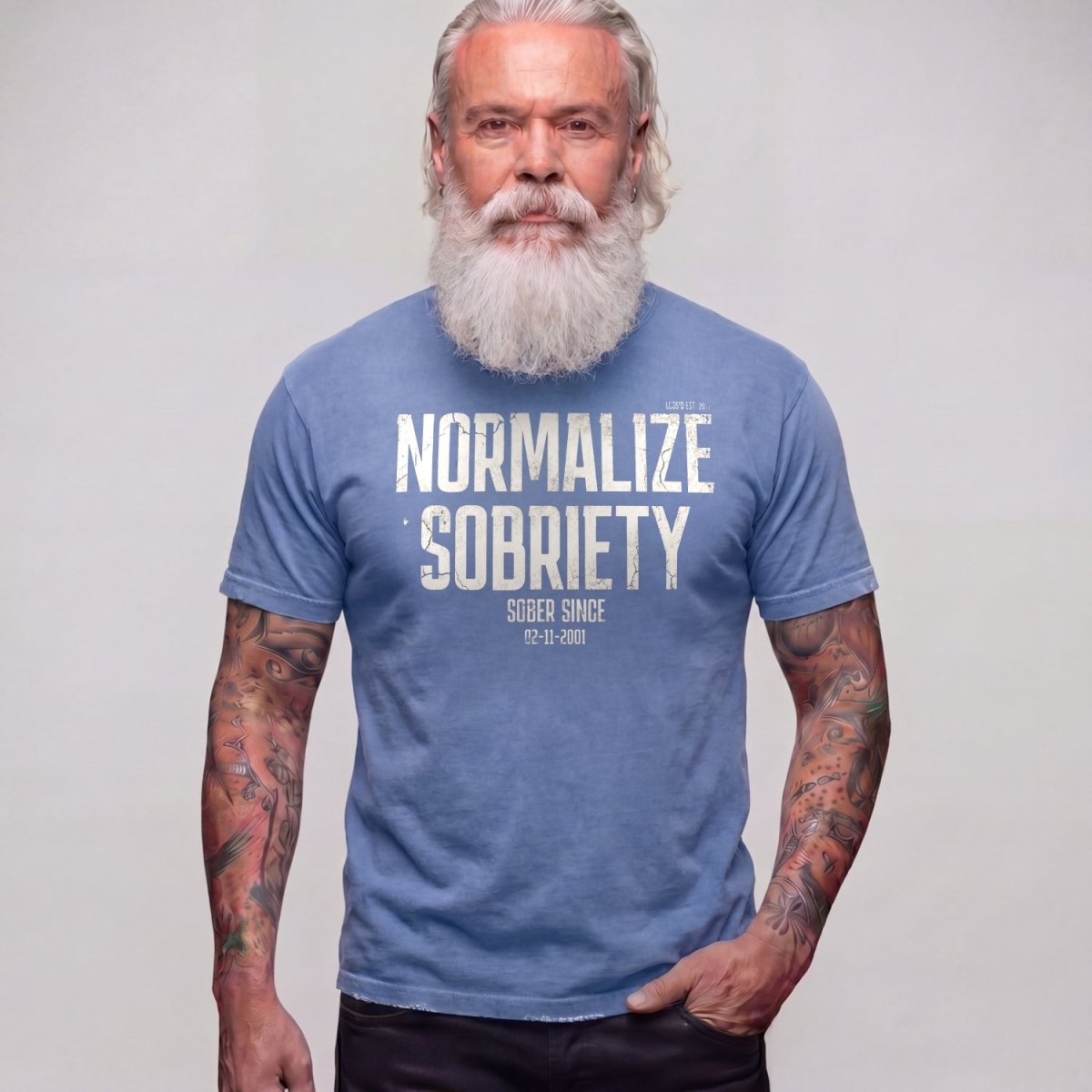 Washed Normalize Sobriety Unisex garment dyed Sober T Shirt fit detail (view 19)