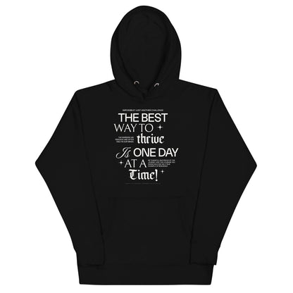 Be Thankful and Thrive Recovery Hoodie close-up view (view 2)