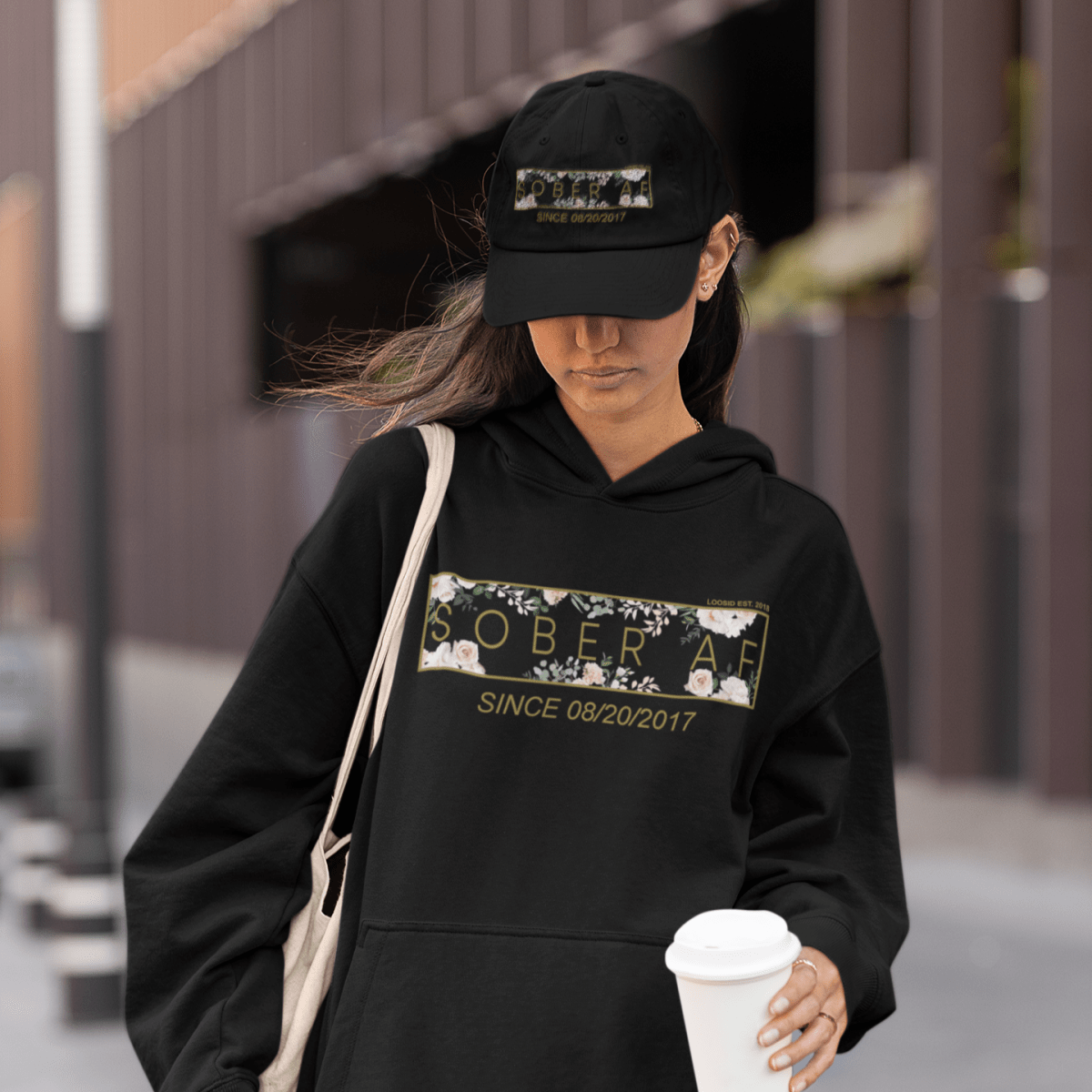 Loosid Sober AF Flower Recovery Hoodie featuring the design