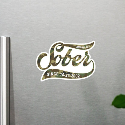 Sobriety Gift Magnet Gold Script Sober Magnet close-up view (view 2)