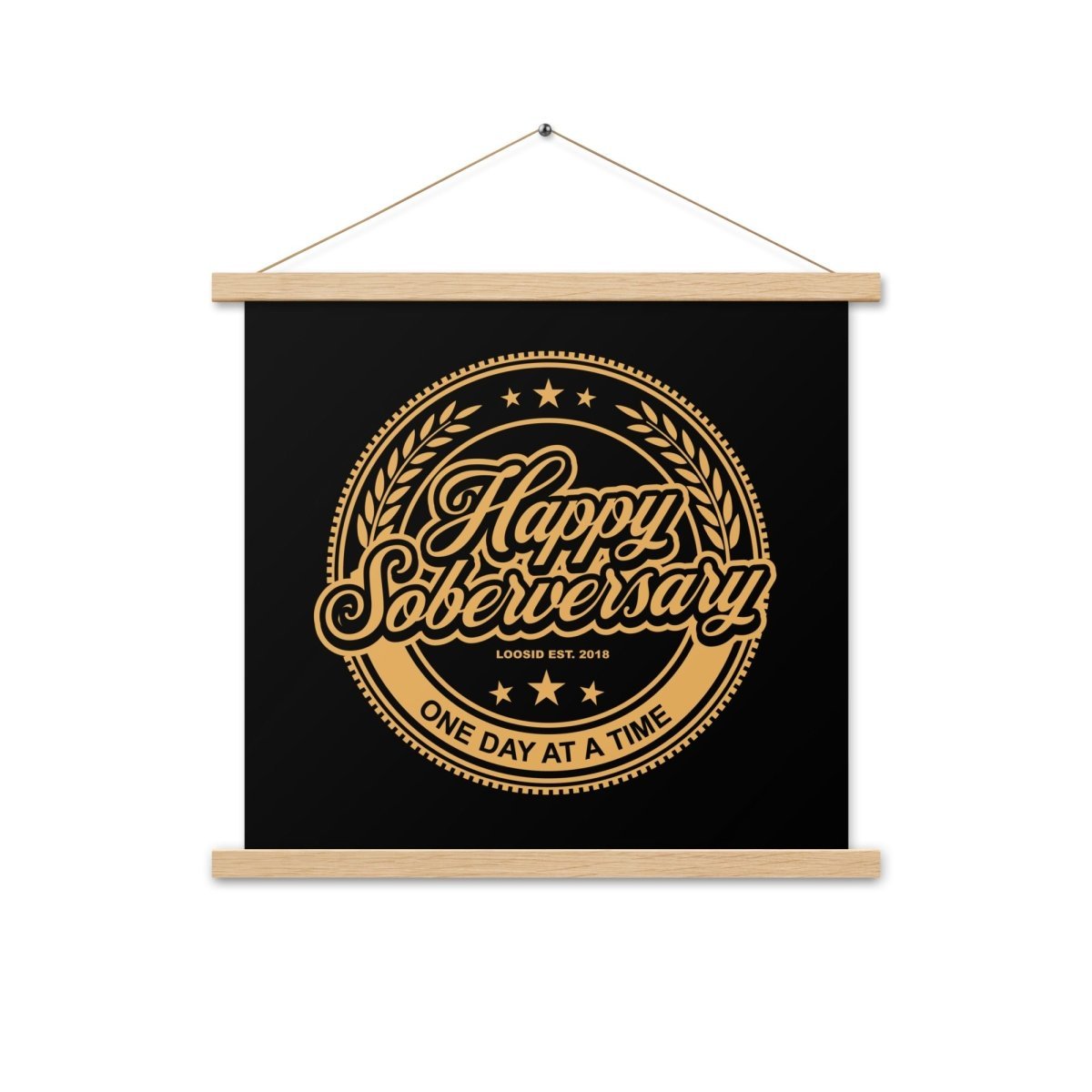 Black Happy Soberversary Poster with Hanger Sobriety Art graphic detail (view 4)
