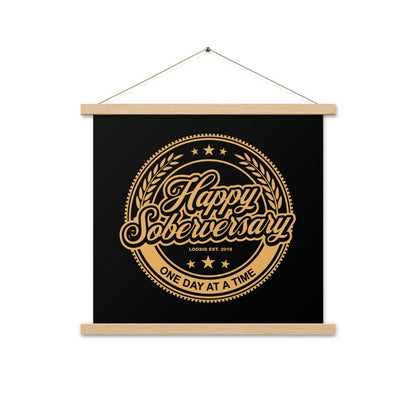Black Happy Soberversary Poster with Hanger Sobriety Art graphic detail (view 4)