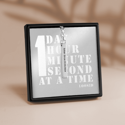 Sober Since 3D Bar Keychain w Personalized Sober Date and Message Sobriety Gift fit detail (view 9)