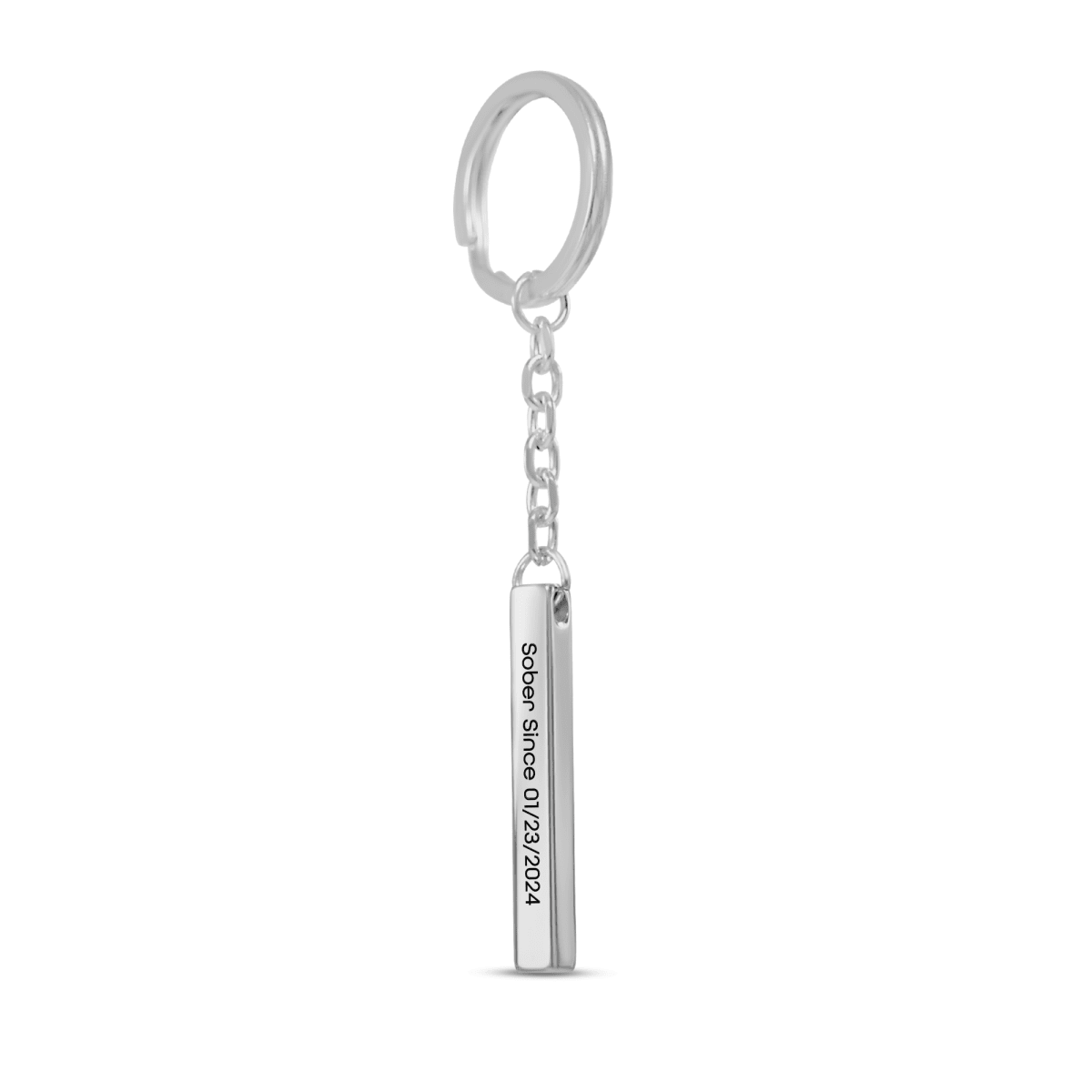 Sober Since 3D Bar Keychain w Personalized Sober Date and Message Sobriety Gift close-up view (view 12)