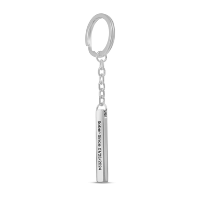 Sober Since 3D Bar Keychain w Personalized Sober Date and Message Sobriety Gift close-up view (view 12)