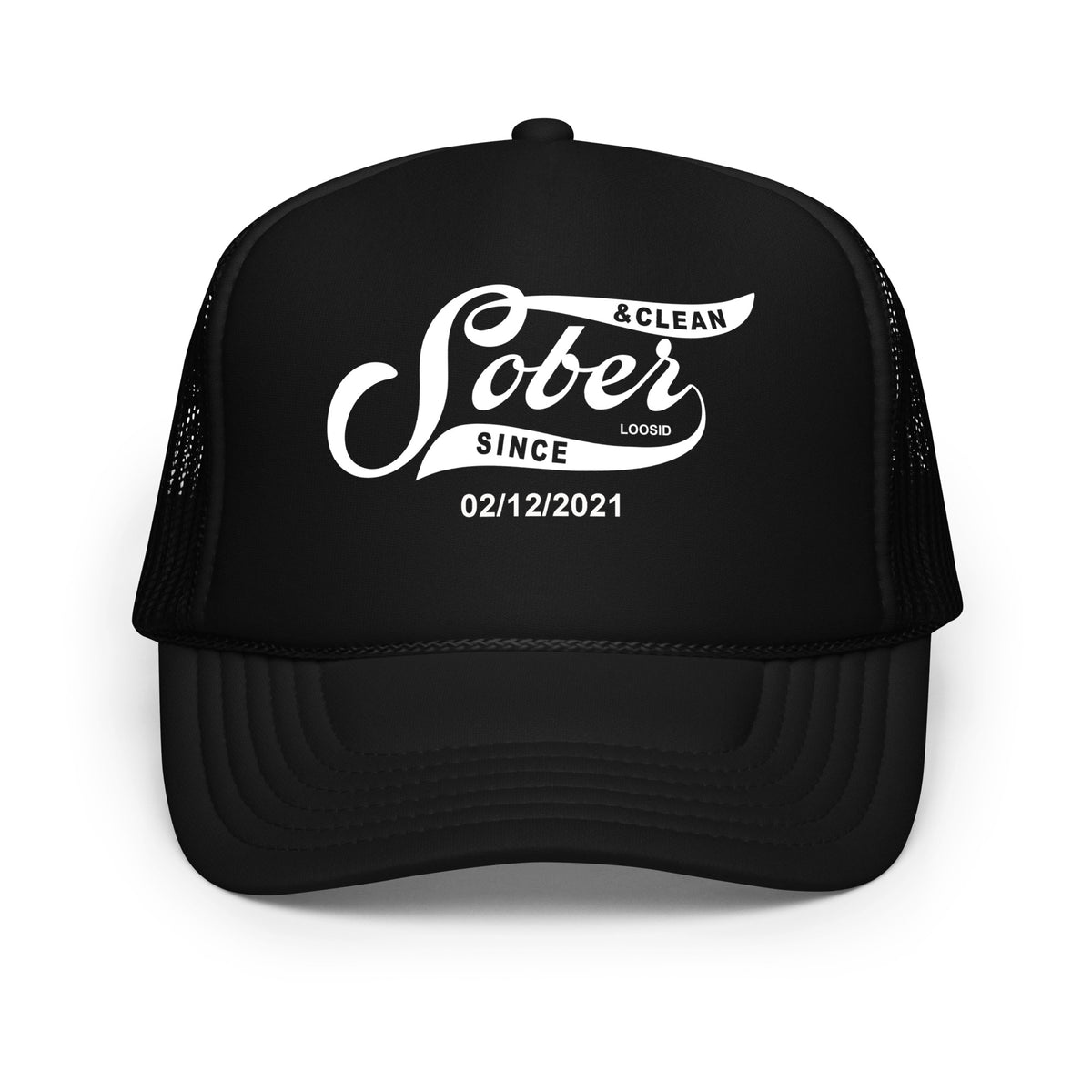 Stylish trucker-style Sober Hat with custom milestone date