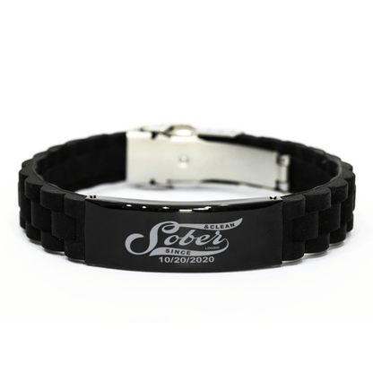 Engraved Sober Date Sober Jewelry flat lay styled image (view 3)