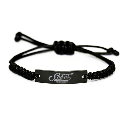 Braided Personalized Sober Date Sober Jewelry flat lay styled image (view 3)
