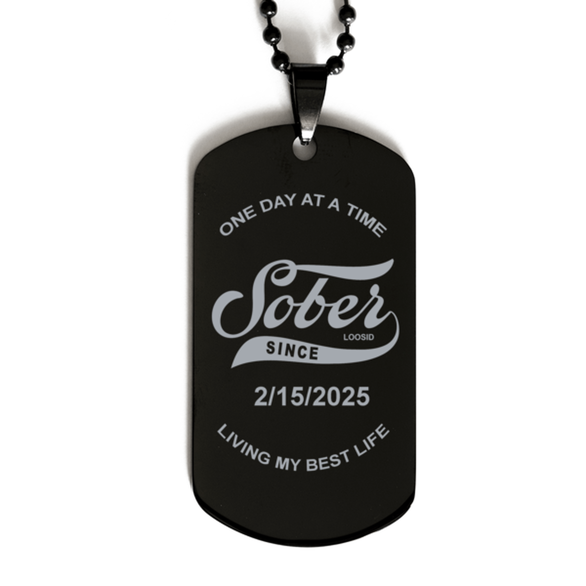 Engraved with Personalized 'Sober Since' Date Sober Jewelry flat lay styled image (view 3)