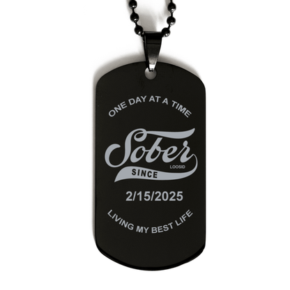 Engraved with Personalized 'Sober Since' Date Sober Jewelry close-up view (view 2)