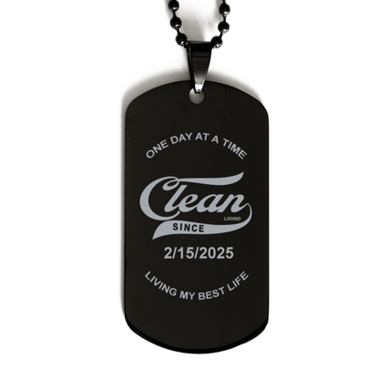 Loosid Engraved with Personalized 'Clean Since' Date Sober Jewelry featuring the design