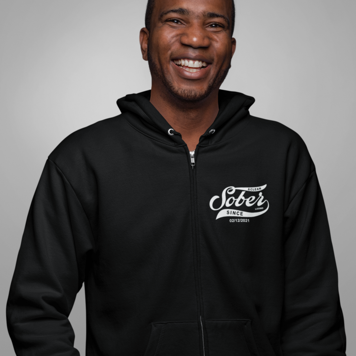 Recovery Zip Hoodie | Sober Since Unisex Hoodie with Custom Sobriety Date