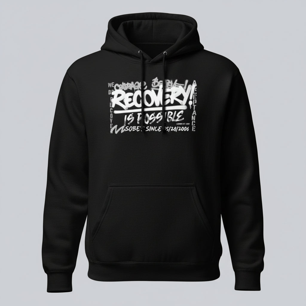 Recovery Is Possible Hoodie with Date Recovery Hoodie product photo (view 10)