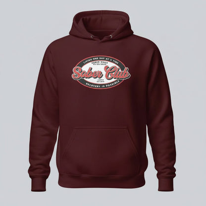 Sober Club Badge Recovery Hoodie fit detail (view 19)