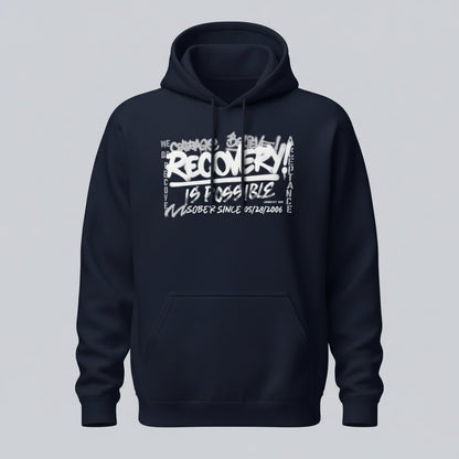 Recovery Is Possible Hoodie with Date Recovery Hoodie fit detail (view 19)