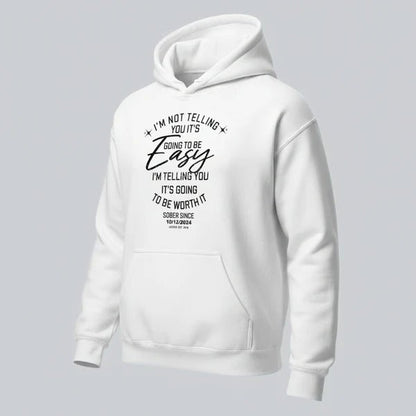 I'm Not Telling You It's Easy Custom Sobriety Date Recovery Hoodie close-up view (view 32)
