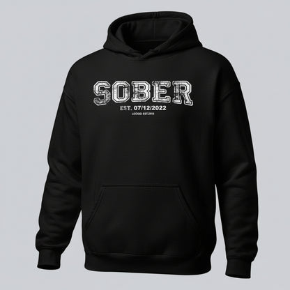 Sober Collegiate Hoodie W Personalize Sobriety Date Recovery Hoodie graphic detail (view 4)