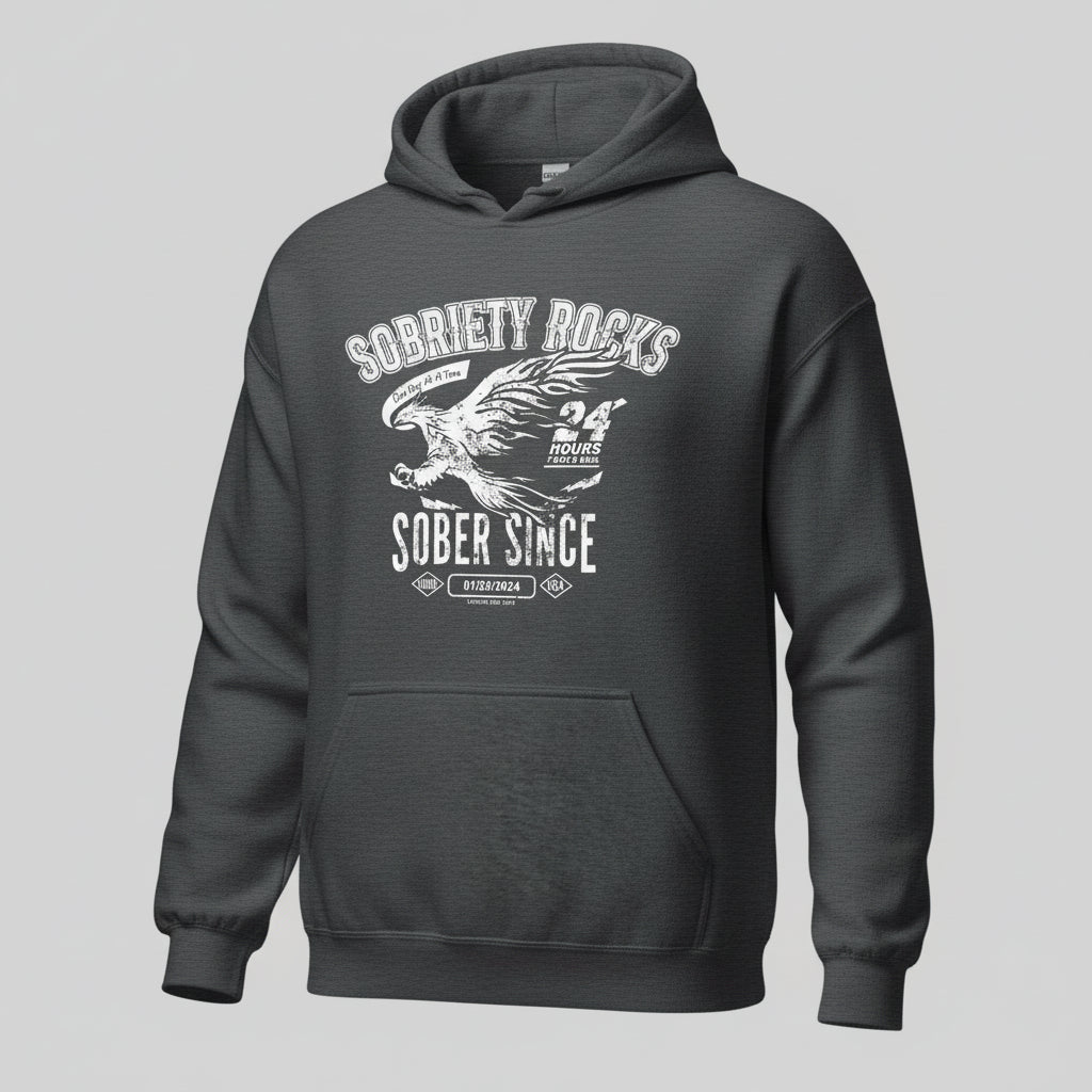 Sober Since Recovery Hoodie back view (view 17)