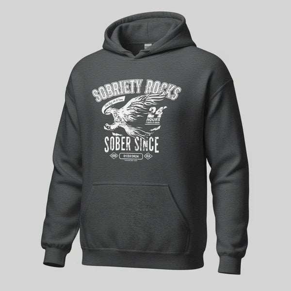 Sober Since Recovery Hoodie close-up view (view 22)