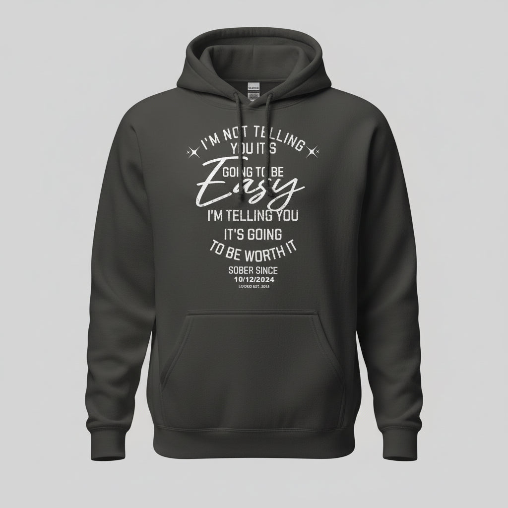I'm Not Telling Custom Sobriety Date Recovery Hoodie side view (view 16)