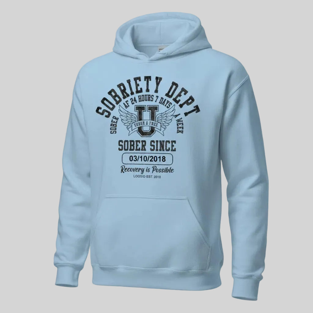 Sobriety Dept Recovery Hoodie featuring the design (view 31)