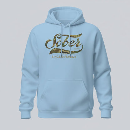 Sober Since Camo Recovery Hoodie flat lay styled image (view 33)