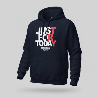 Just For Today Custom Sobriety Date Recovery Hoodie graphic detail (view 14)