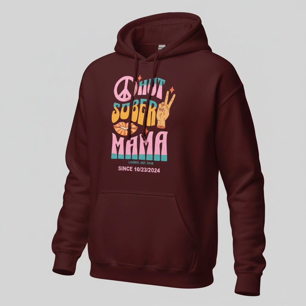 Hot Sober Mama Recovery Hoodie side view (view 16)