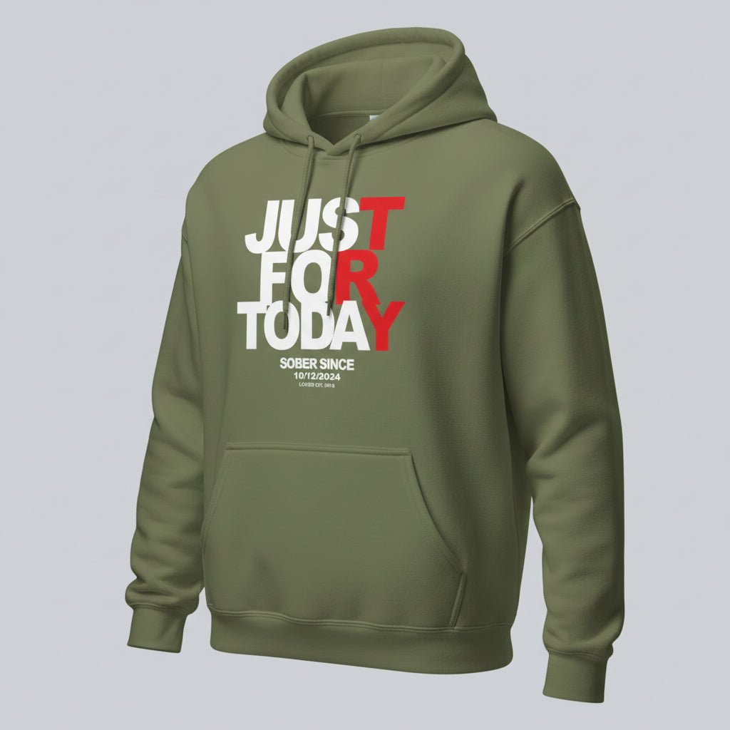 Just For Today Women's Custom Sobriety Date Recovery Hoodie graphic detail (view 34)