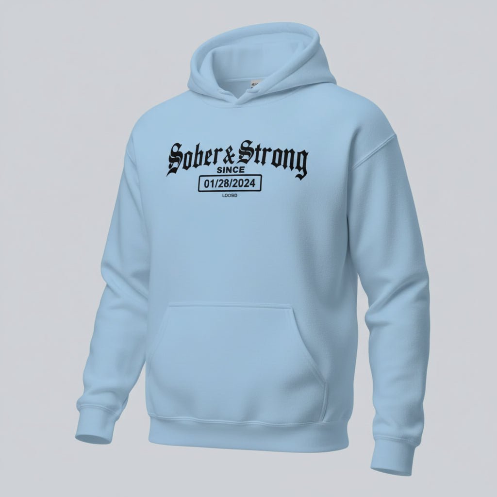 Old School Sober & Strong Recovery Hoodie fit detail (view 9)