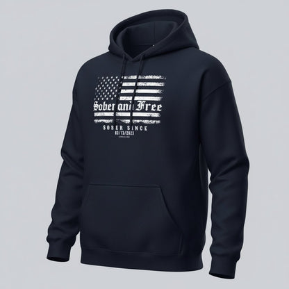 Sober and Free Custom Sobriety Date Recovery Hoodie packaging detail (view 8)