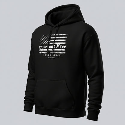 Sober and Free Custom Sobriety Date Recovery Hoodie graphic detail (view 4)