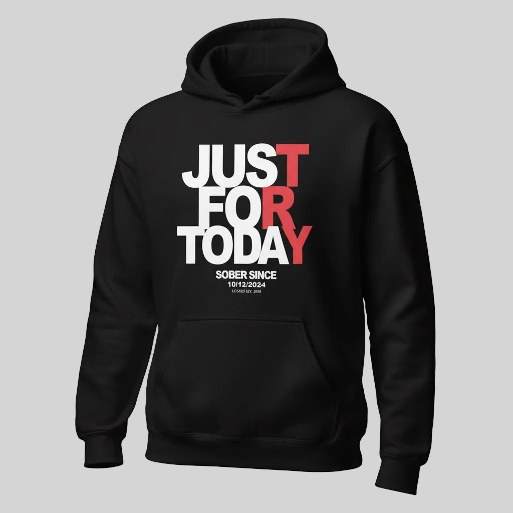 Just For Today Custom Sobriety Date Recovery Hoodie packaging detail (view 8)