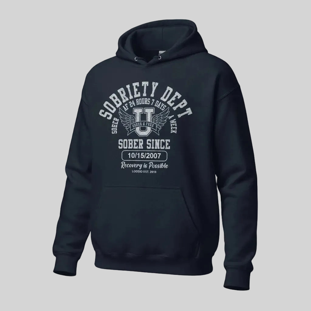 Sobriety Dept Recovery Hoodie back view (view 7)
