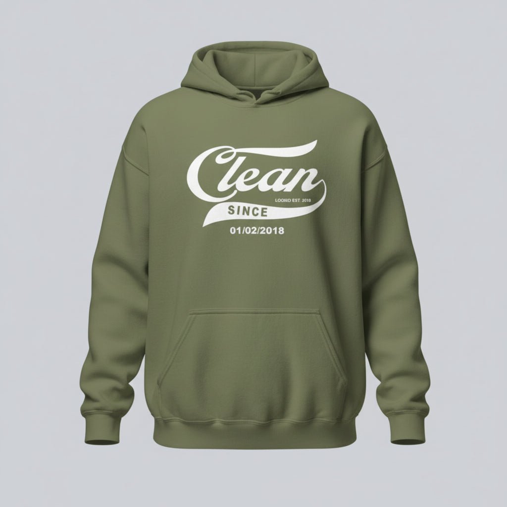 Clean Since Recovery Hoodie flat lay styled image (view 23)