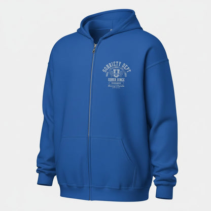 Sobriety Dept 24 7 Zip Recovery Hoodie back view (view 17)